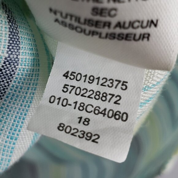 CHICO'S 100% Linen Shirt Tunic Blouse Striped Bias Cut size XL/18 Boho Resort - Picture 11 of 12